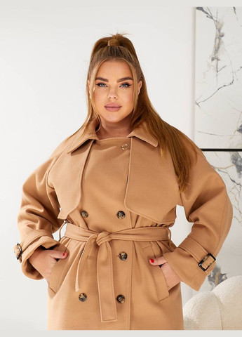 Бежевое демисезонное Теплое кашемировое пальто бежевого цвета 29659 Fashion