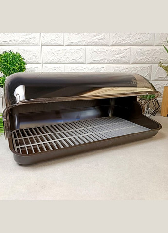 Містка коричнева пластикова хлібниця з відкидною кришкою 41*27*18.5 см Lamela (303721901)