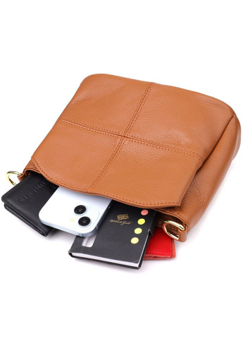 Стильна жіноча сумка на три відділення з натуральної шкіри 22975 Рудий Vintage (357495043)