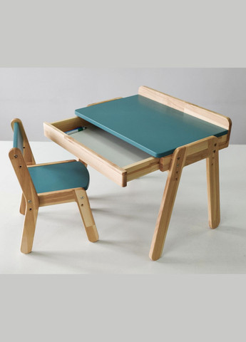 Дитячий столик з шухлядою та стільчик для дітей 2-7 років Темно-зелений Tatoy (292303179)