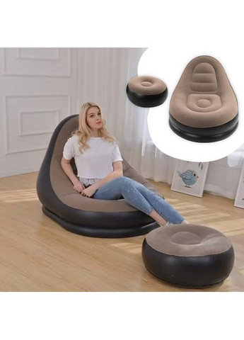 Надувное кресло с пуфом для отдыха AIR SOFA велюровое No Brand (366238686)