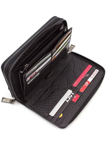 Чёрный кожаный клатч на две молнии 5902B (JP) black Marco Coverna (303831916)