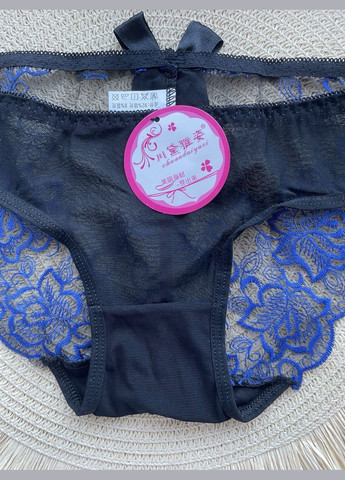 Трусики з вишивкою S чорно-синій No Brand (322931979)