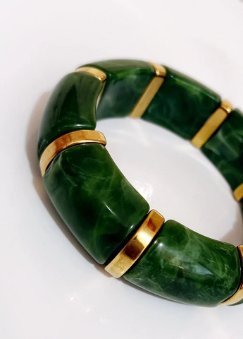 Браслет di classe на резинці смарагдовий глянцевий з золотими вставками (365754966)