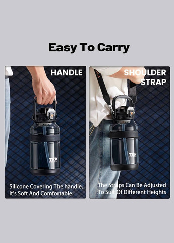 Легка пляшка тританова для води 2000 мл. Сіра TKK (314985735)