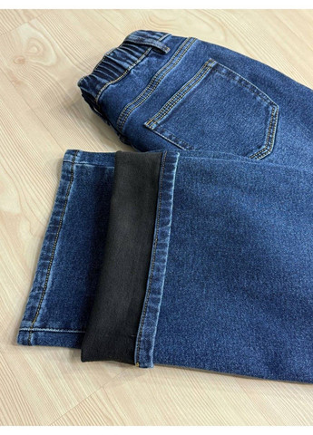 Джинси жіночі 8331 утеплені на флісі палаццо прямі з резинкою на талії сині Vanver - (363449418)