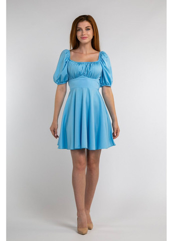 Блакитна святковий, повсякденний, кежуал плаття міні із зав'язками на спині CHICLY однотонна