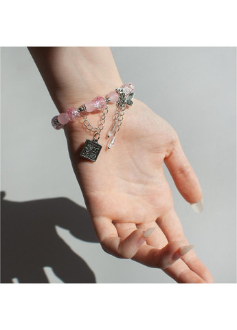 Браслет з ніжних рожевих намистин казковий з підвіскою метелика кавай з камінцями на руку корейський стиль лоліта кокетт fairy No Brand (365250993)