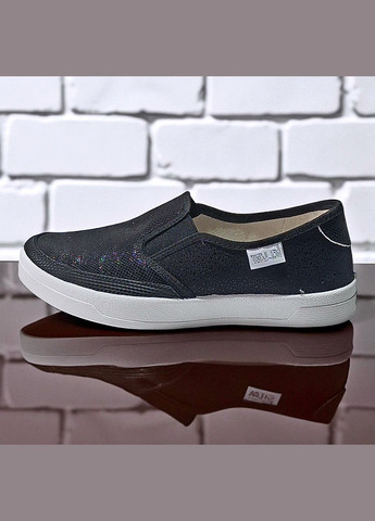 Черные ортопедические текстильные слипоны для девочки валди Waldi