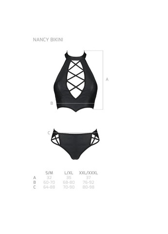 Чорний демісезонний комплект з еко-шкіри nancy bikini black - cherrylove Passion