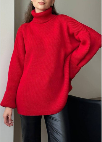 Красный демисезонный свитер оверсайз No Brand Оверсайз