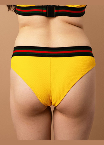 Желтые купальные трусики слип со средней талией полосатый комфорт so246812 жёлтый Brabrabra