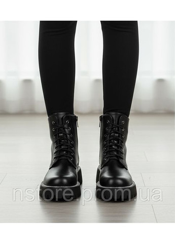 Черные осенние женские демисезонные кожаные ботинки 1679 черные Lino Marano