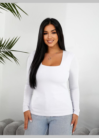 Лонгслив с квадратным вырезом белый XOROSHA (316028384)