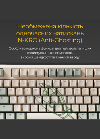 Клавіатура One 3 TKL Cherry MX Red UA USB Matcha Cream (DKON2187-RUAPXМAEGGC1) Ducky (365748961)