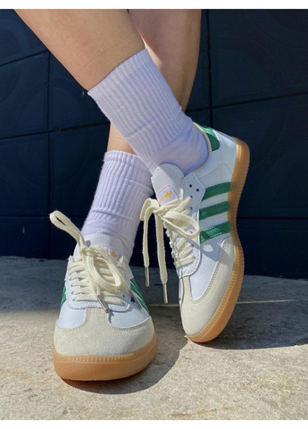 Серые демисезонные кроссовки мужские adidas samba og sporty & rich white green адидас самба No Brand
