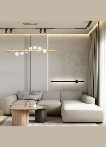 Деревянная люстра планка с белыми шарами на 7 ламп "Wood" (52-9783-7) No Brand (370070137)