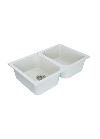 Гранітна мийка для кухні 7648W TWIN глянець Біла Platinum (269795015)