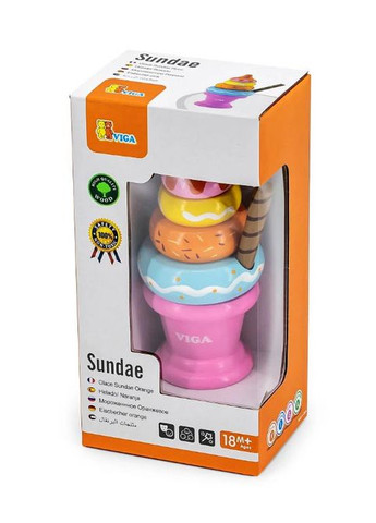 Пирамидка Toys 51321 Розовая деревянная игрушка Viga (317619363)