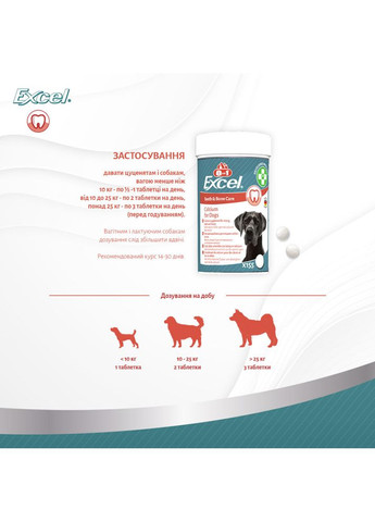 Вітаміни Excel Calcium для цуценят та дорослих собак для зубів та кісток кальцій 155 шт 8in1 (355254827)