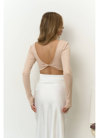 Молочная вечерний женская макси юбка с высокой талией. MonCher а-силуэта (трапеция)