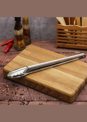 Щипцы кухонные универсальные из нержавеющей стали "Лепесток" для барбекю гриля мяса, рыбы, овощей 27 см Kitchen Master (314459739)