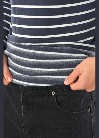 Темно-синий свитшот мужской полубатальный на флисе темно-синего цвета Let's Shop полоска без декора (306614421)