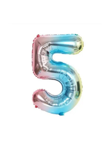 Кулька цифра 5 фольгована 16 дюймів різнобарвний Jannet кулька (333682401)