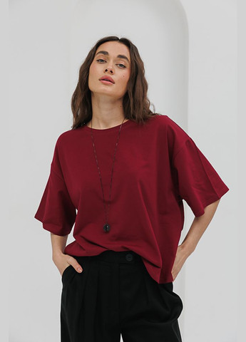 Бордовая летняя женская футболка oversize Arjen