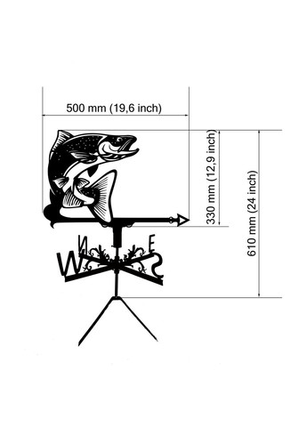 Флюгер Лосось, флюгер на дах з металу 2 мм. No Brand (368896480)