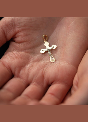 Хрестик Розп'яття. Спаси та Збережи у жовтому золоті п03784 Oniks (264023906)