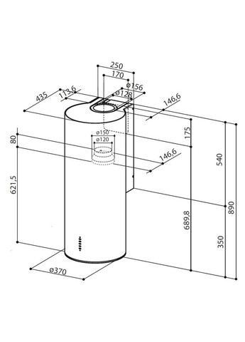 Витяжка кухонна (m500082) Faber Cylindra Plus Bk Matt A37 (369022031)