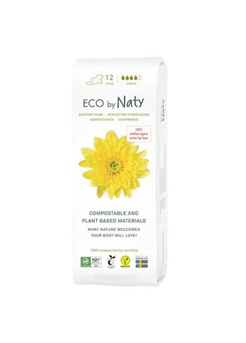 Гігієнічні прокладки Eco by extra normal plus з крильцями 4 краплі 12 шт. 244688 Naty (271039583)