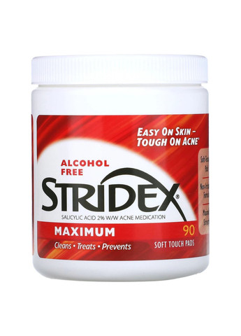 Очищающие салфетки с салициловой кислотой (2%), 90 мягких подушечек Stridex (314524317)