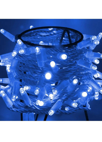 Гірлянда нитка світлодіодна новорічна для будинку вулиці з роботою від мережі 10 м 100 лампочок (481888-Prob) Синя Unbranded (367782954)