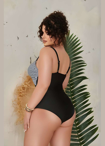 Чорний літній жіночий чорний суцільний купальник з чашками 5xl утяжка No Brand