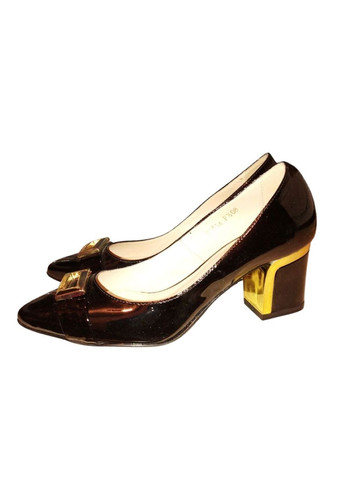 Conhpol лакові жіночі туфлі з декором на середньому підборі мері джейн чорний з натуральна шкіра, — всесезон (364465416)