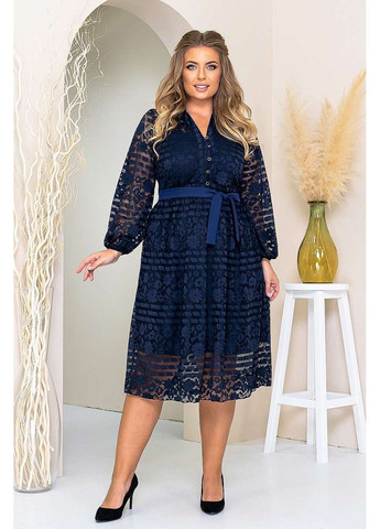 Синя коктейльна сукня ажурний гіпюр 21124 синя Tanita-Romario