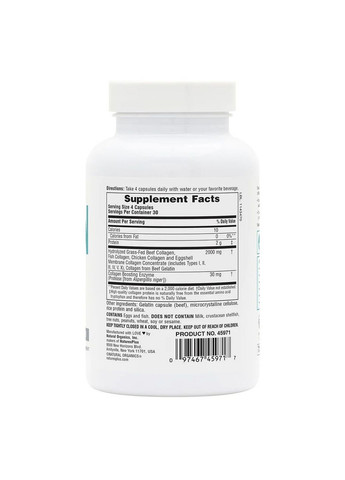 Препарат для суглобів та зв'язок Collagen Peptides (Type I, II, III, IV, V, X), 120 капсул Natures Plus (293418904)
