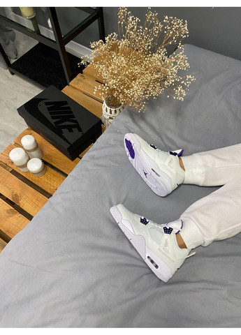 КРОСІВКИ ЖІНОЧІ NIKE AIR JORDAN 4 RETRO METALLIC PURPLE НАЙК АІР ДЖОРДАН No Brand білі демісезони (367168621)