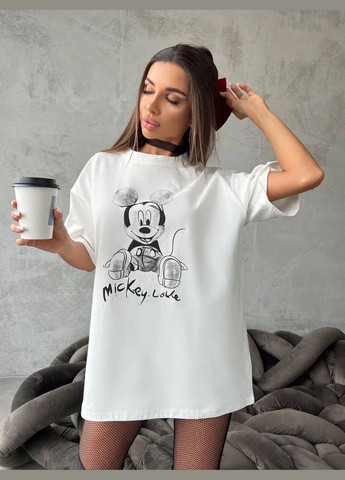 Белая летняя женская футболка с принтом кулир No Brand 7170