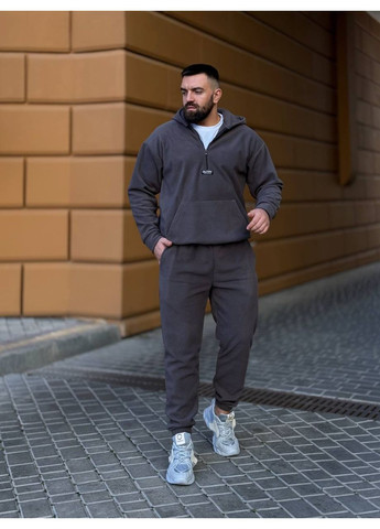 Чоловічий флiсовий костюм з капюшоном графiтового кольору 36068 No Brand (369920622)