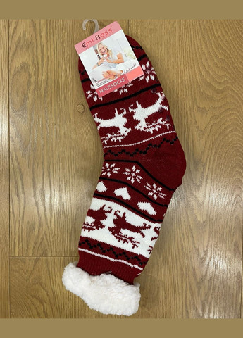 Червоні шкарпетки тапки теплі махра жіночі орнаменти (335081487)