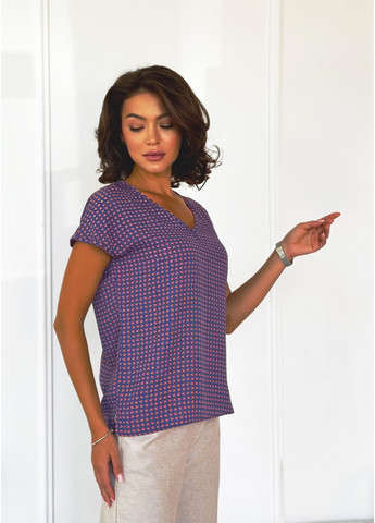 Фіолетова стильна жіноча блуза з коротким рукавом INNOE Блузка