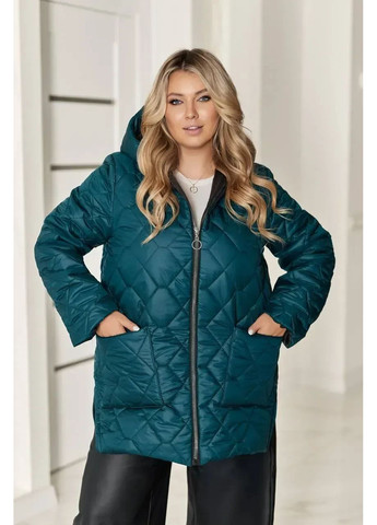Изумрудная женская куртка из стеганной плащевки на синтепоне 62/64, No Brand