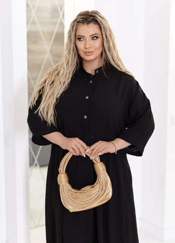 Черное повседневный макси платье-рубашка рубашка Україна однотонное