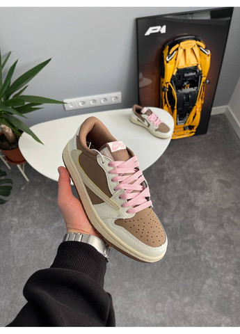 Кроссовки женские Nike Air Jordan 1 Low x Travis Scott Reverse Mocha Brown | Найк Эир Джордан 1 Трэвис Скотт коричневые No Brand коричневые демисезоны (360894512)