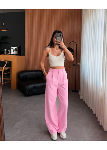 Базовые брюки Палаццо розового цвета No Brand (362191694)