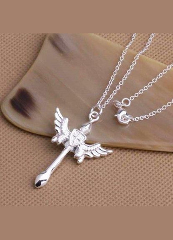 Посріблений кулон на ланцюгу Хрест з крилами Fashion Jewelry (338431226)