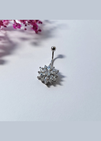 Срібний пірсинг у пупок Сніжинка в Білих Каменях срібло 925 проби Родоване 607538р 2.80г No Brand (321972122)
